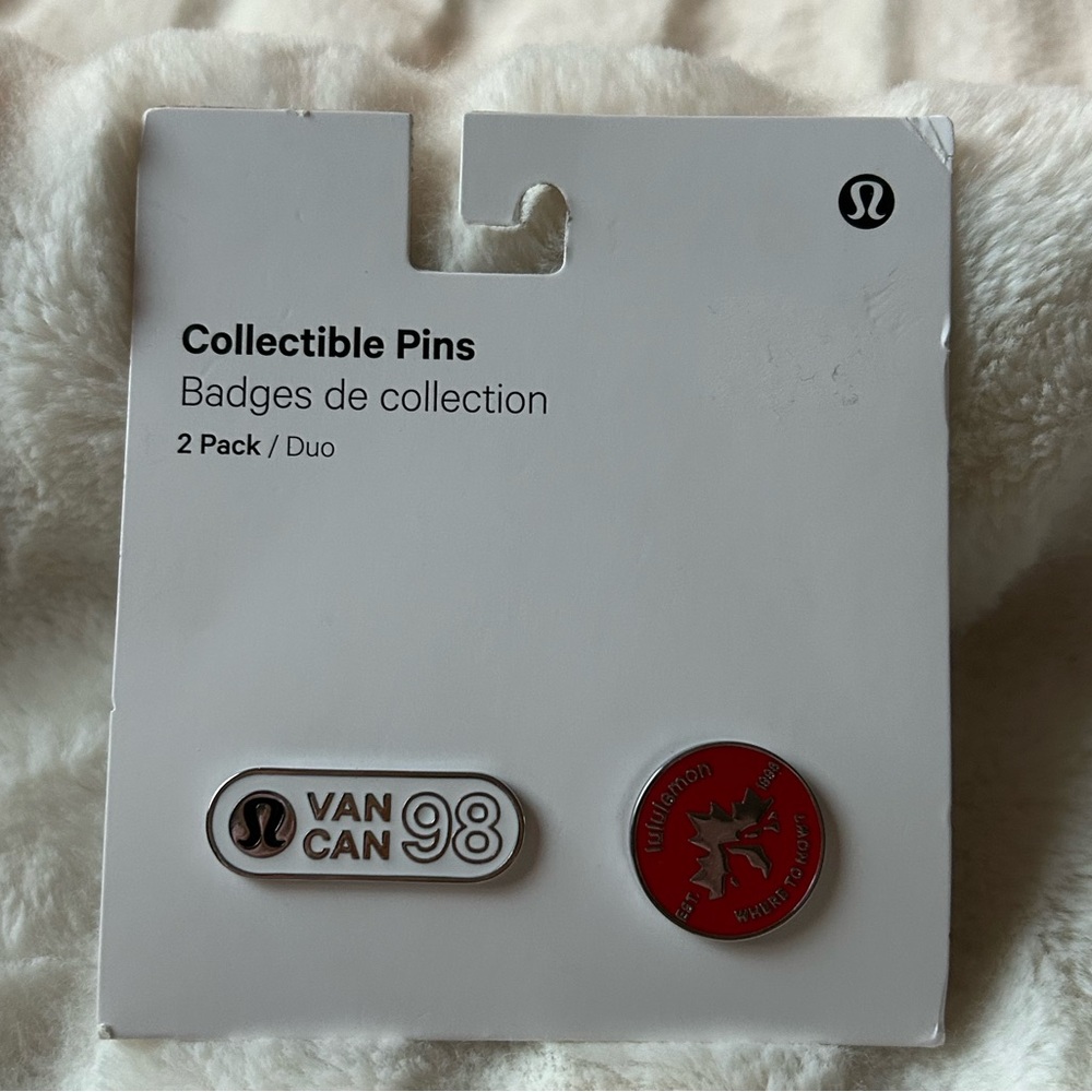 Lululemon Collectible Pins 2 Pack White/Lulu Red One Size